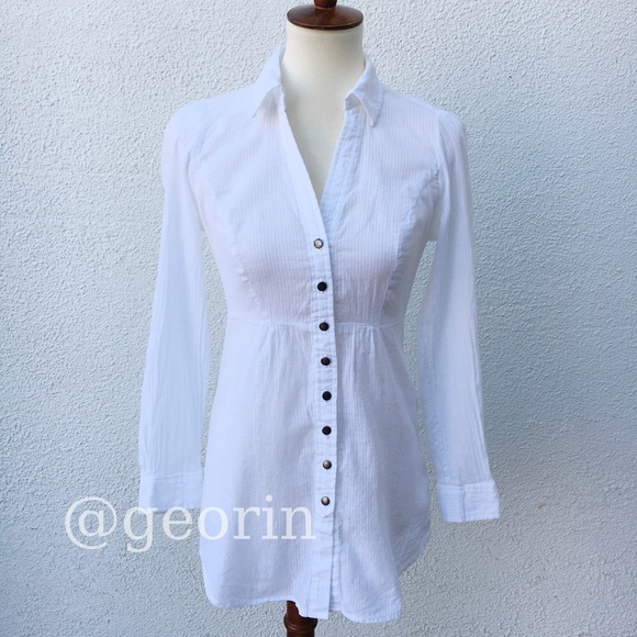 Anthropologie Tops - Anthropologie Odille White Tunic Blouse